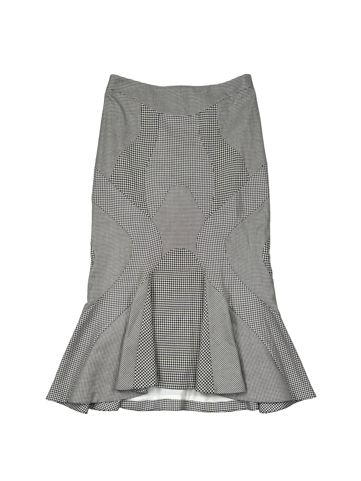 Alexander McQueen Size 44 Houndstooth Paneled Midi Skirt