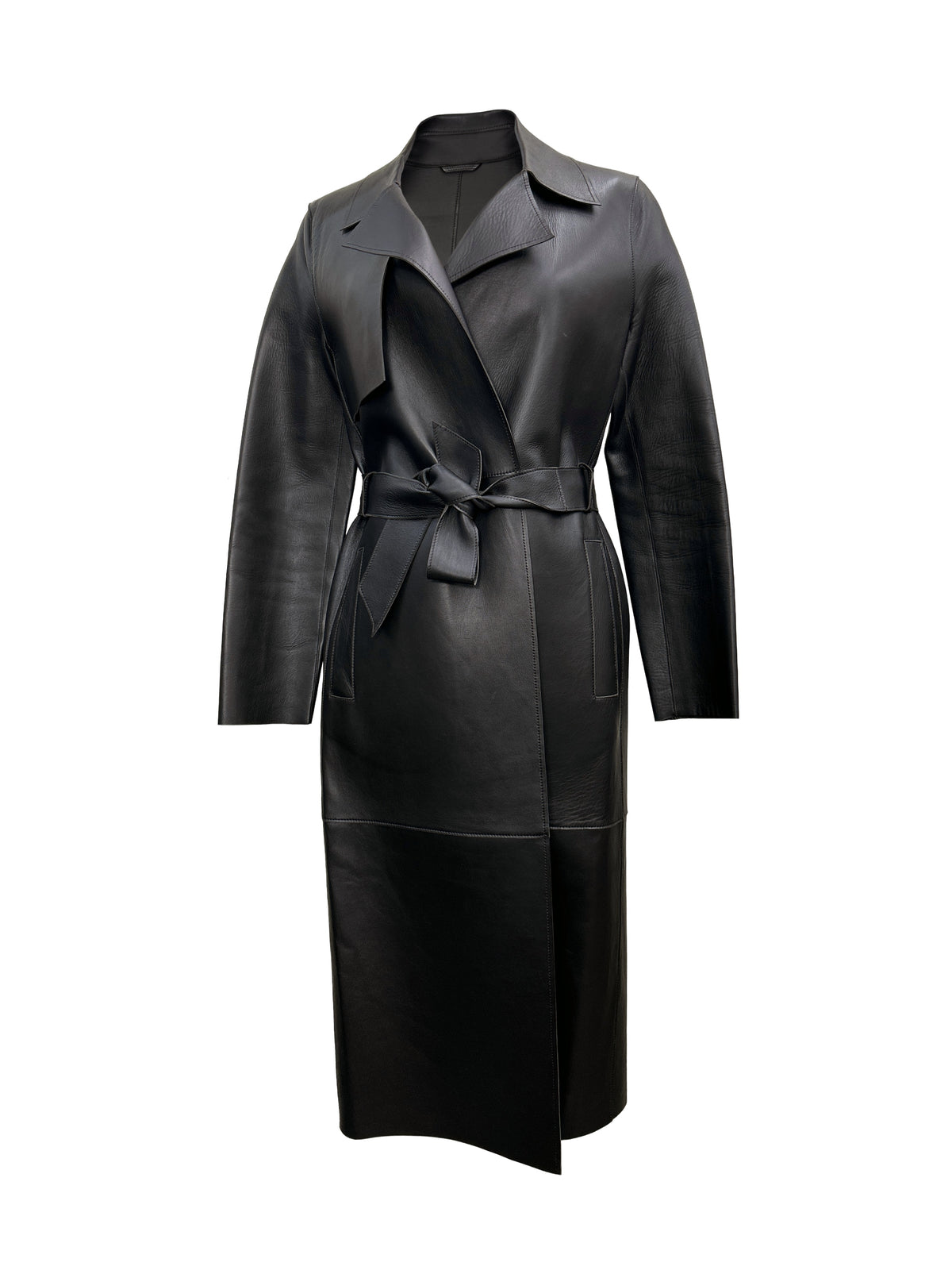 All Saints Size 2 Belted Leather Trench Coat