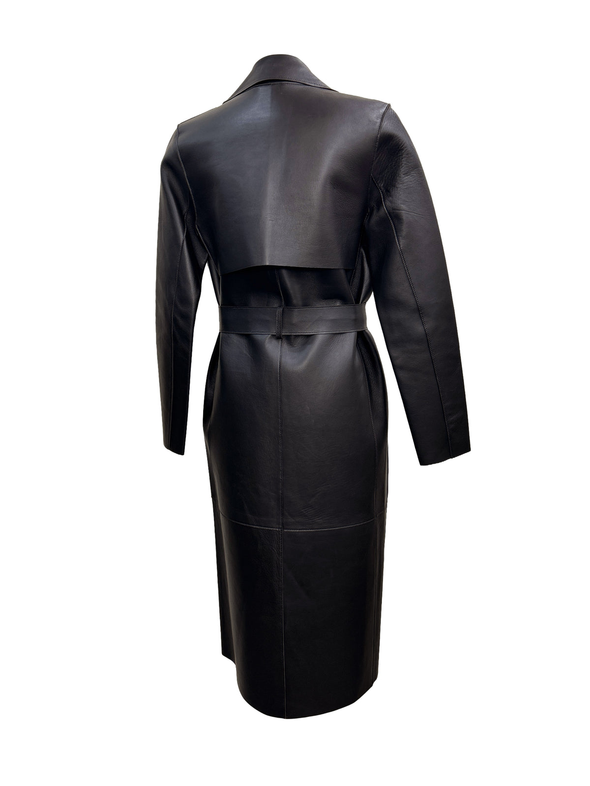 All Saints Size 2 Belted Leather Trench Coat