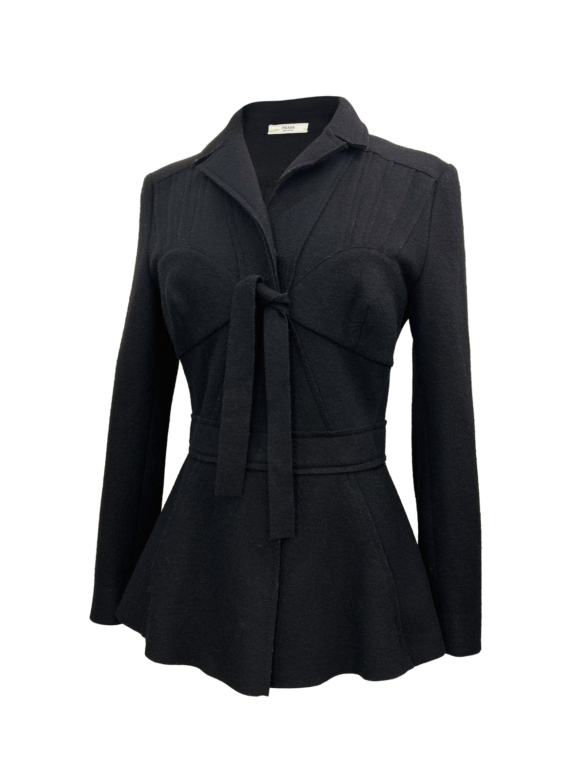 Prada Size 42 FW 2008 Felt Corset-Paneled Jacket