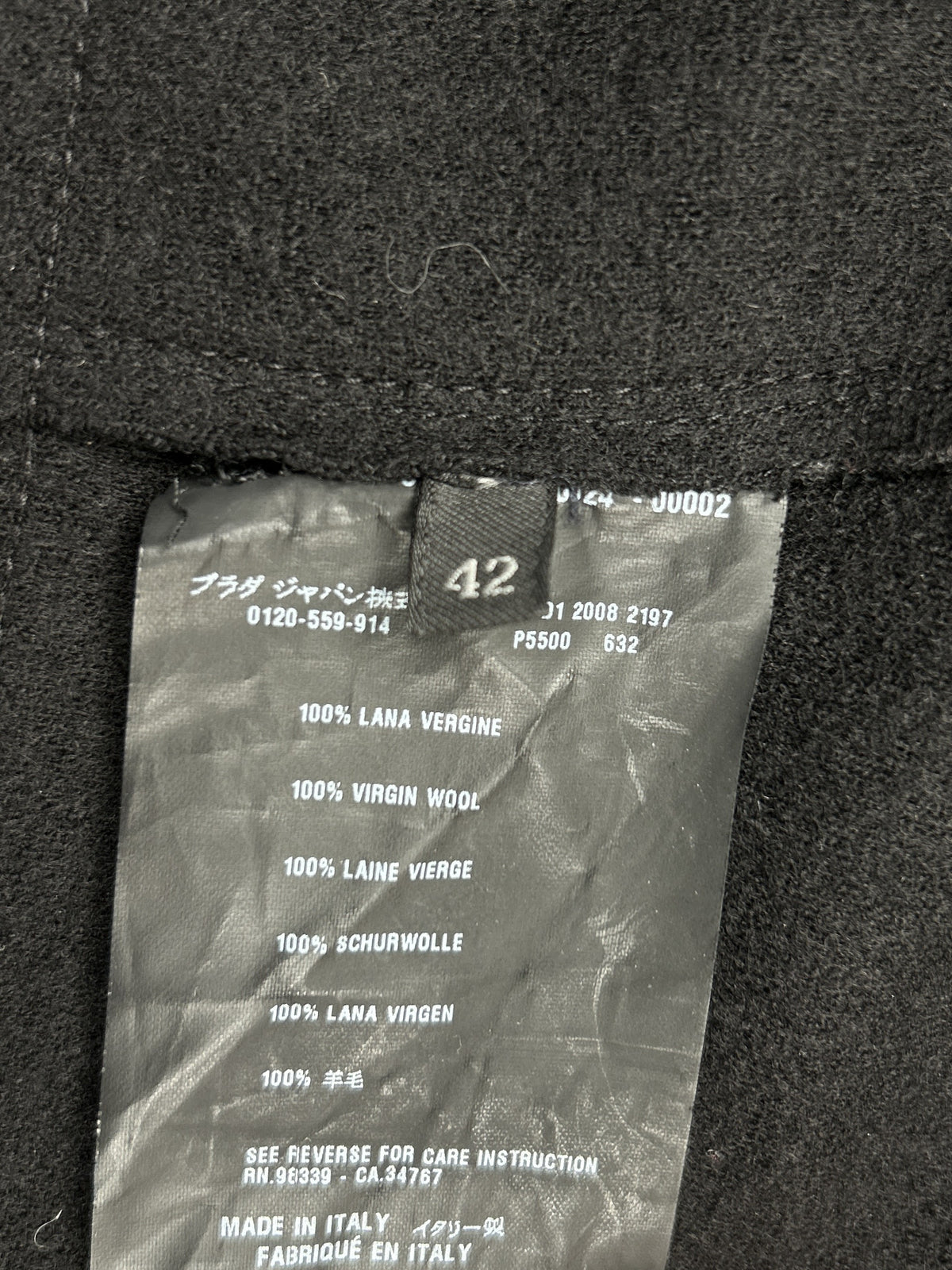 Prada Size 42 FW 2008 Felt Corset-Paneled Jacket