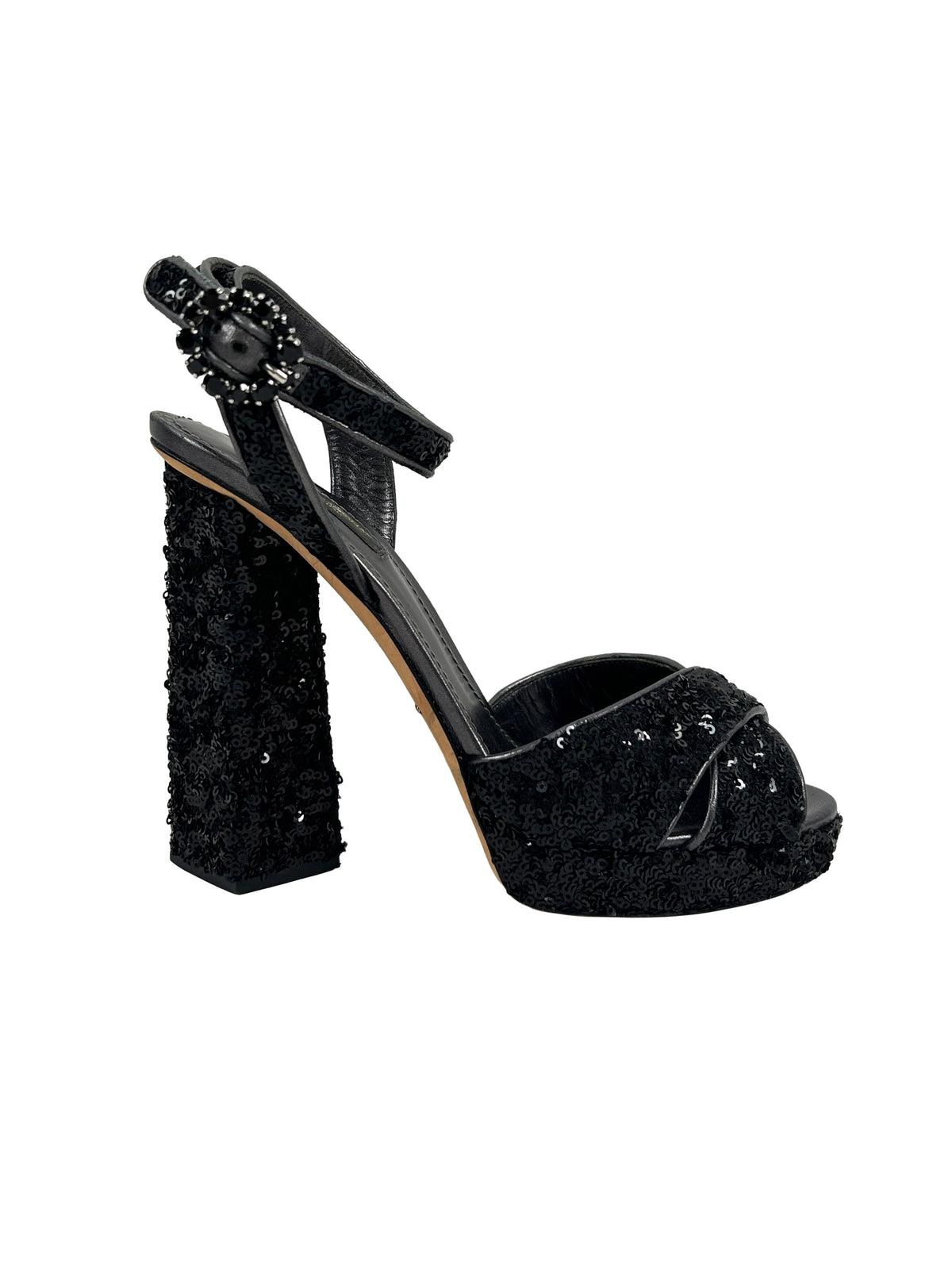 Dolce & Gabbana Size 39 Sequin-Embellished Heeled Sandals