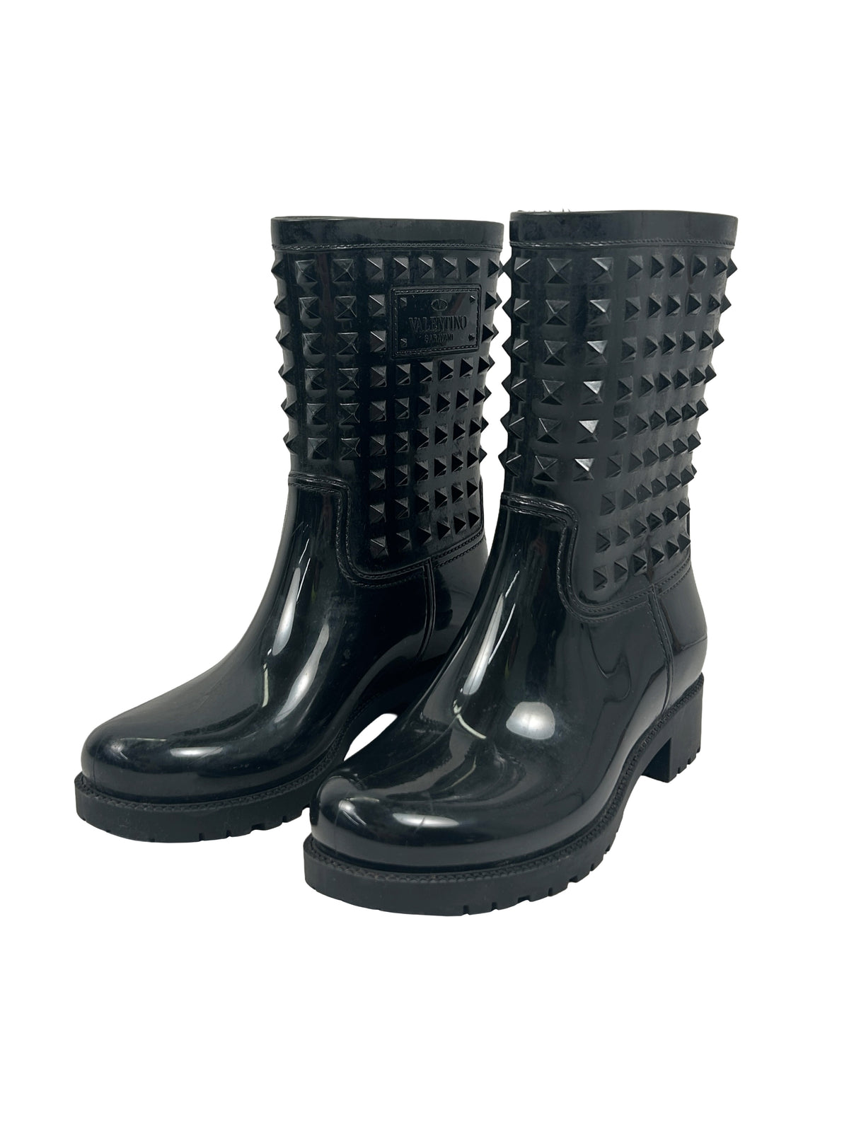 Valentino Size 38 Rockstud Rubber Rain Boots