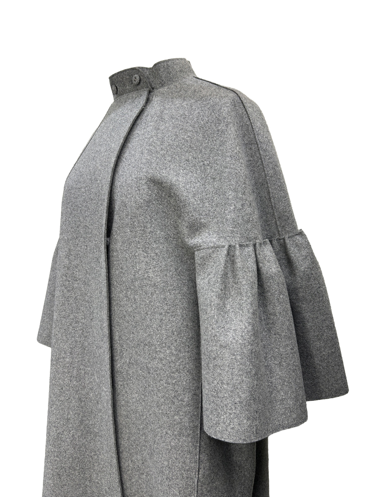 Yves Saint Laurent Size 38 Wool Flounce Sleeve Coat