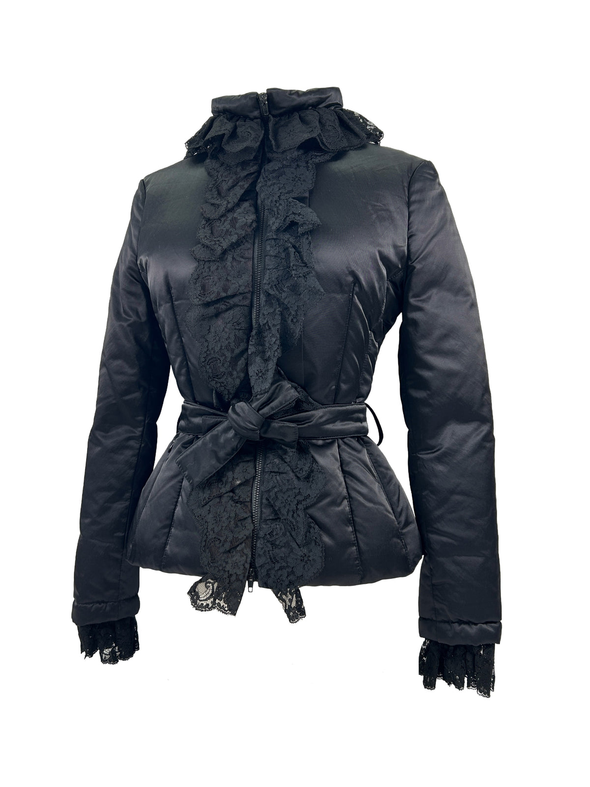 Blugirl Blumarine Size 38 Satin Lace-Trimmed Puffer Jacket