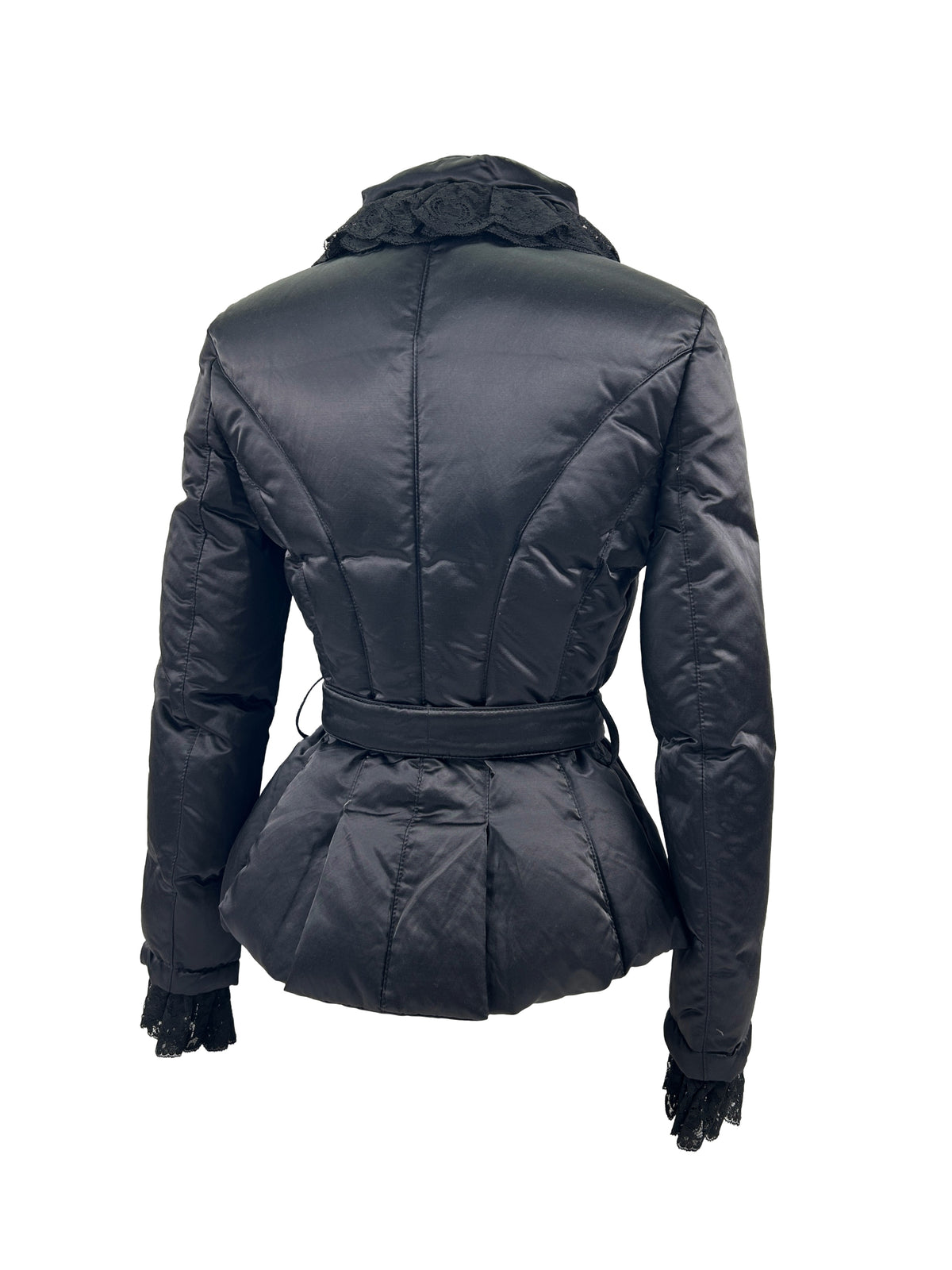 Blugirl Blumarine Size 38 Satin Lace-Trimmed Puffer Jacket