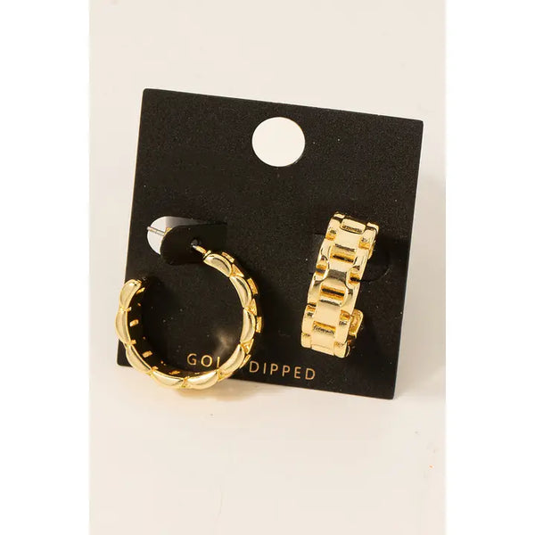 Gold Dipped Watch Chain Earrings