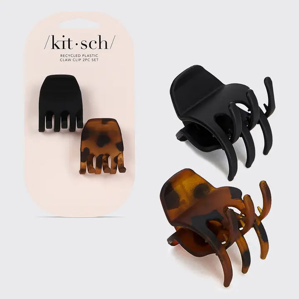 Kitsch Eco-Friendly Medium Claw Clips 2pc Set - Black & Tort