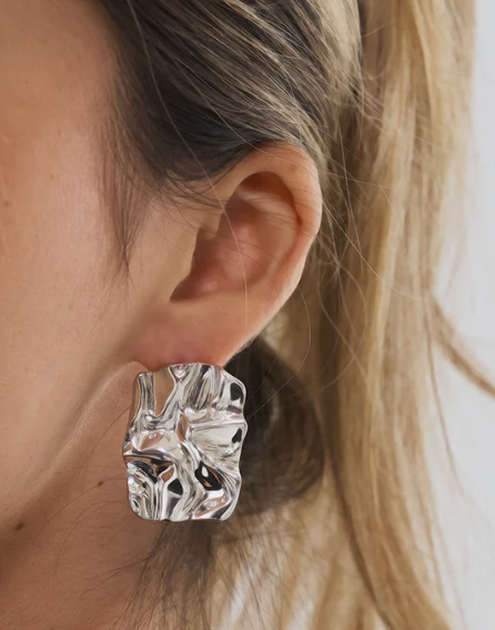 Molten Button Earrings, Stainless Steel- Waterproof