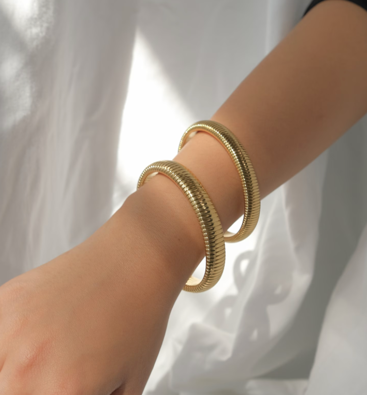  Cobra Stretch Bangle Bracelets-Stainless Steel Stretch