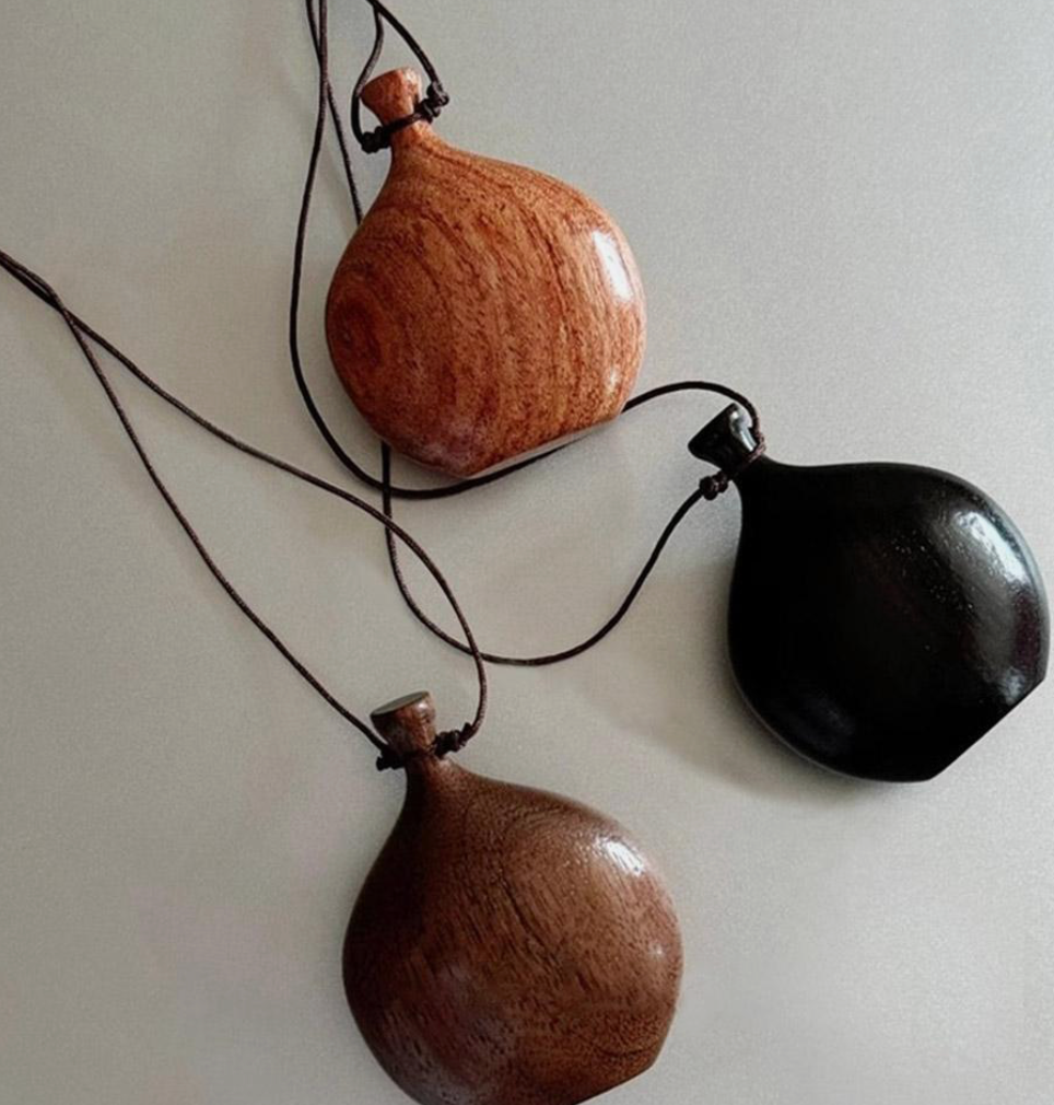 Flagon Necklace- Hand Turned Wood and Waxed Adjustable Cord 