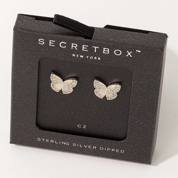 Secret Box Gold Dipped Butterfly Stud Earrings