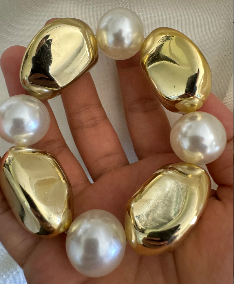 Barbara-Nugget Bead Metal 14K Gold, Stretch