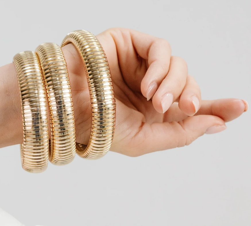  Cobra Stretch Bangle Bracelets-Stainless Steel Stretch