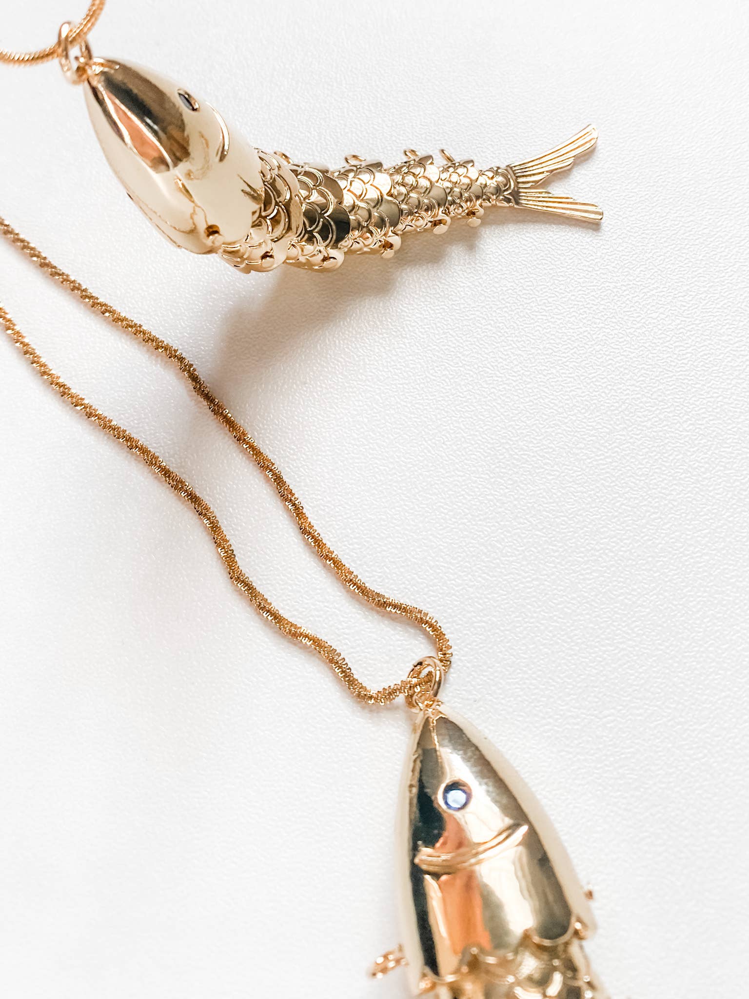 Fish- 14K Gold Steel Articulated Portuguese Fish Necklace