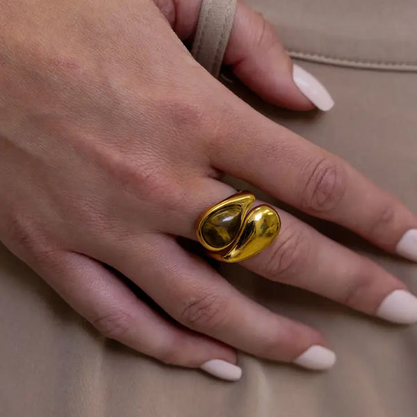 Cami Tiger Eye Stacked Ring - 9