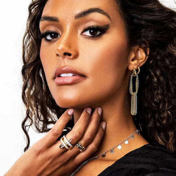 Eva Stacked Safety Pin Ring - 8