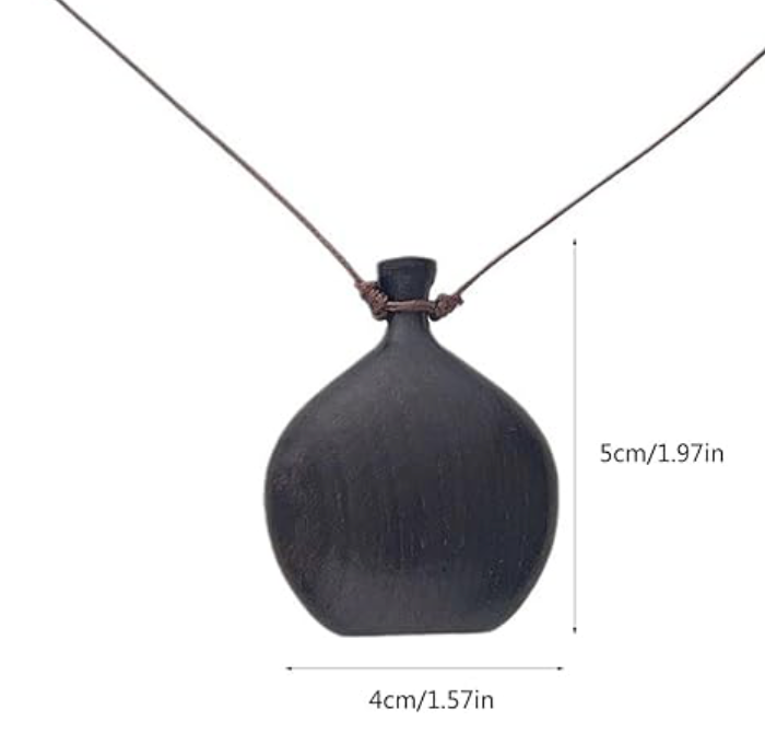 Flagon Necklace- Hand Turned Wood and Waxed Adjustable Cord 