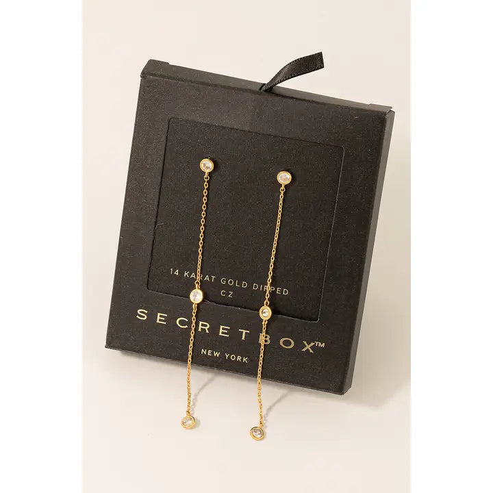 Secret Box Gold Dipped Chain Dangle Earrings