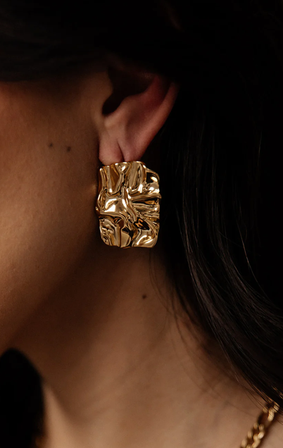 Molten Button Earrings, Stainless Steel- Waterproof