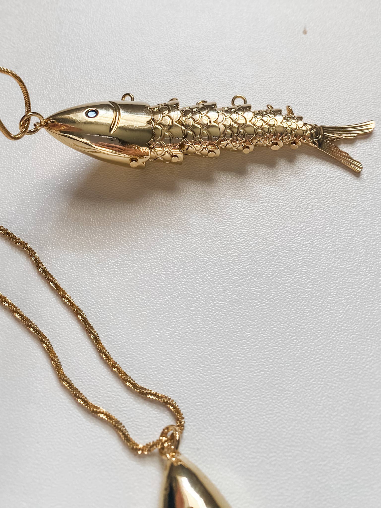 Fish- 14K Gold Steel Articulated Portuguese Fish Necklace