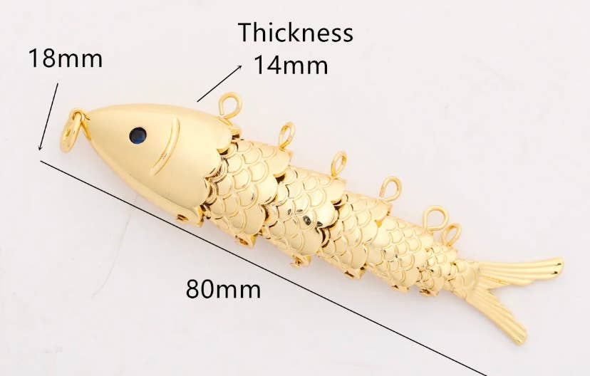 Fish- 14K Gold Steel Articulated Portuguese Fish Necklace