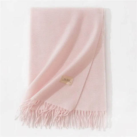 Solid Color Winter Warm Imitation Cashmere Shawl Scarves - Light Pink