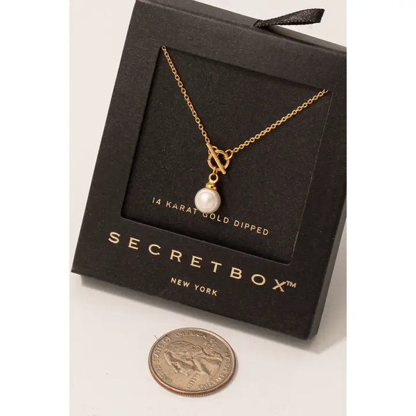 Secret Box Gold Dipped Pearl Beads Chain Necklace