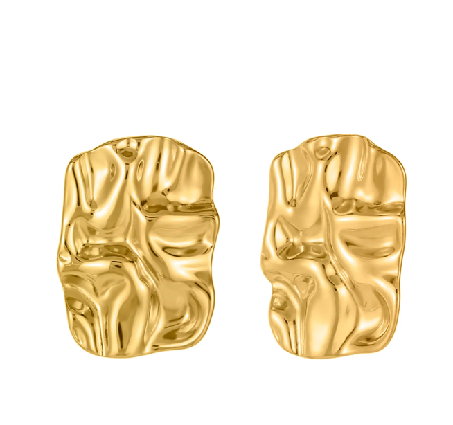 Molten Button Earrings, Stainless Steel- Waterproof