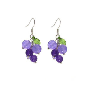 Purple Grape Leaf Dangle Earrings