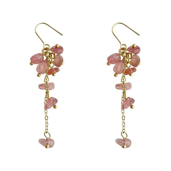 Strawberry Quartz Chips Dangle Earrings