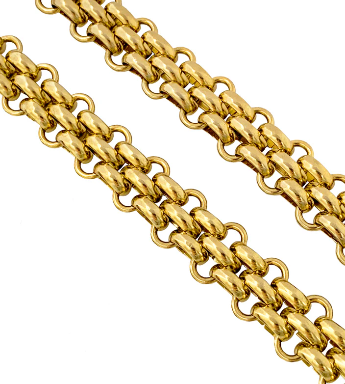 Estate Panther Chain Link Stainless Steel Necklace 14K Gold 