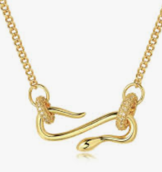 Snake Serpent Pendant Pavé Charm Necklace 