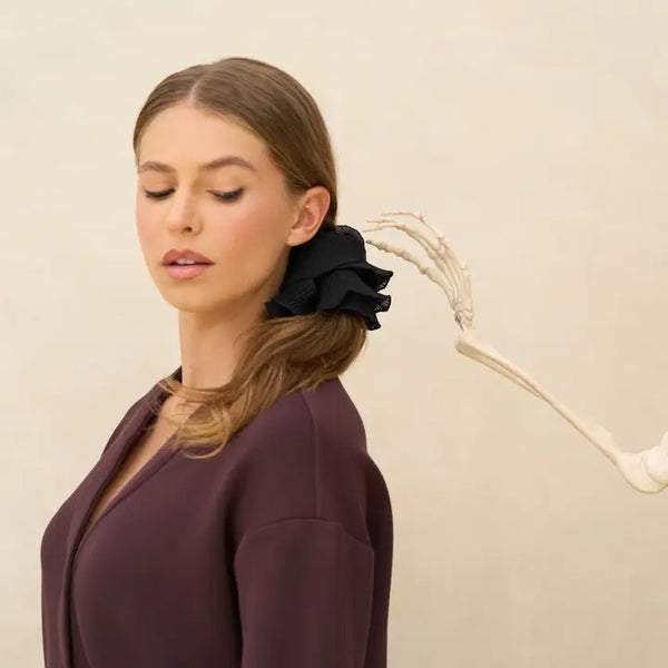 Pleated Scrunchie - Halloween Black