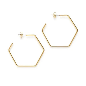 Large Plated Silver Hexagon Hoops