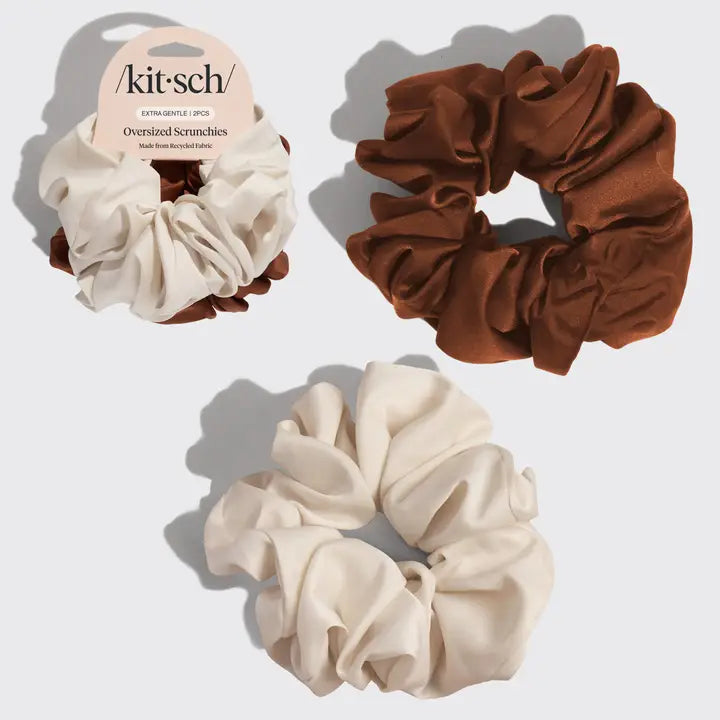 Cream & Camel Oversized Scrunchies