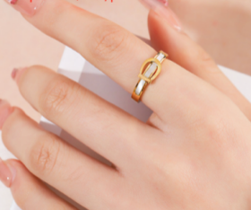 Buckle UP- Stainless Steel Saddle Up Belt Ring- 14K Gold
