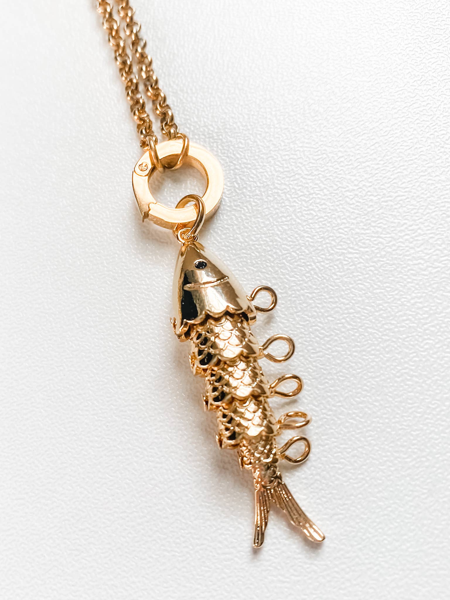 Fish- 14K Gold Steel Articulated Portuguese Fish Necklace
