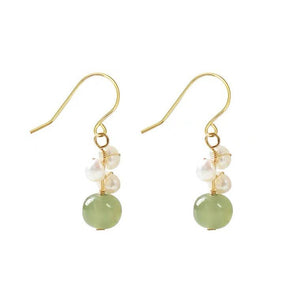 Freshwater Pearls Hetian Jade Dangle Earrings