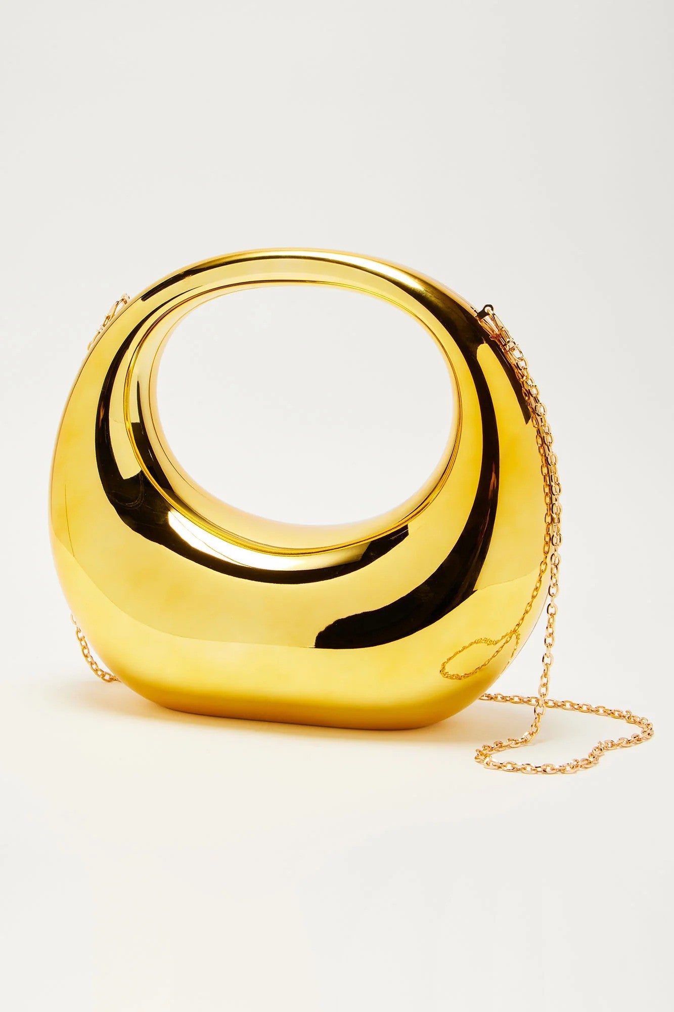 Small Gold Crescent Metal Handbag