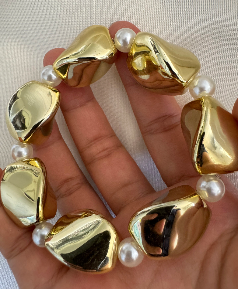 Barbara-Nugget Bead Metal 14K Gold, Stretch