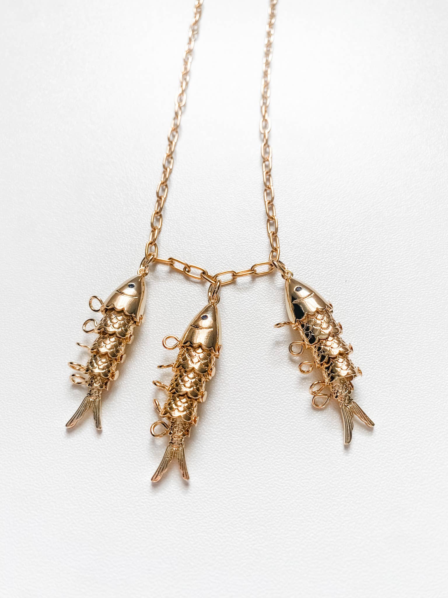 Fish- 14K Gold Steel Articulated Portuguese Fish Necklace