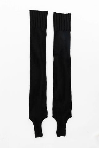 Ribbed Knit Leg Warmers - Black