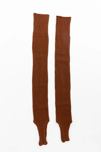 Ribbed Knit Leg Warmers - Brown