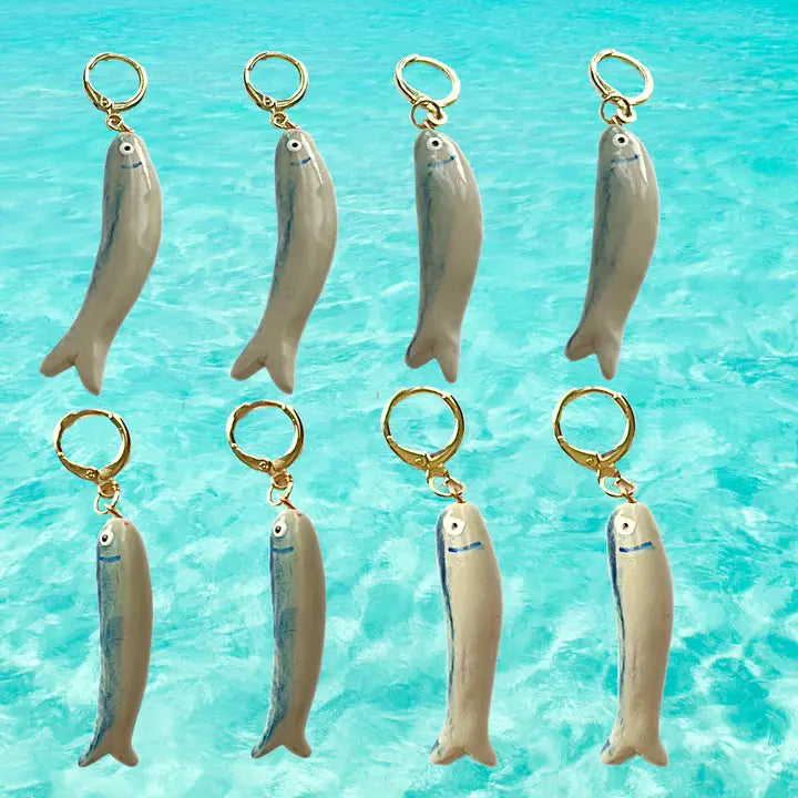 Blue Sardine Earrings | Polymer Clay Earrings