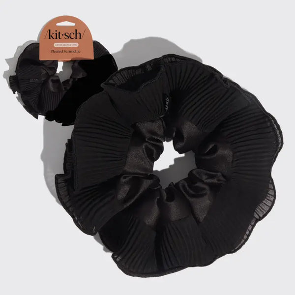 Pleated Scrunchie - Halloween Black