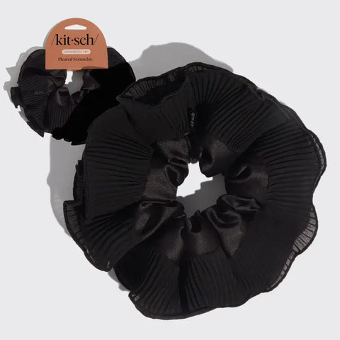 Pleated Scrunchie - Halloween Black