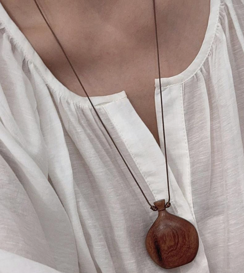 Flagon Necklace- Hand Turned Wood and Waxed Adjustable Cord 