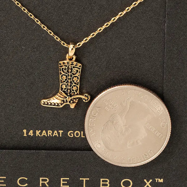 Secret Box Cowboy Boot Pendant Necklace