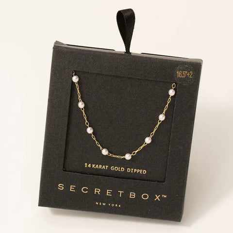 Secret Box Chain Pearl Station Necklace